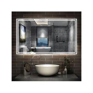 Miroir de salle de bain LED avec Bluetooth 160x80cm, antibuée + 3 couleurs + Dimmable Aica