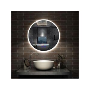 Miroir de Salle de Bain rond LED 80cm avec Bluetooth+Anti-buée+3 Couleurs+Dimmable Aica