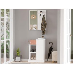 Vente-unique Vestiaire avec miroir et rangements - Blanc - BAVALO