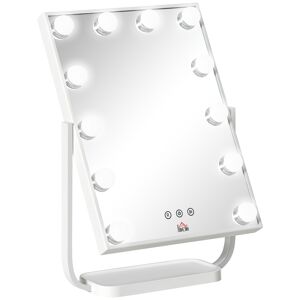 HOMCOM Miroir maquillage Hollywood LED tactile inclinable design Hollywood moderne 32,8L x 11l x 47,4H cm blanc