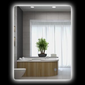 kleankin Miroir rectangulaire salle de bain interieur antibuee LED lumiere lumineux interrupteur tacile 60 cm mural deco decoration