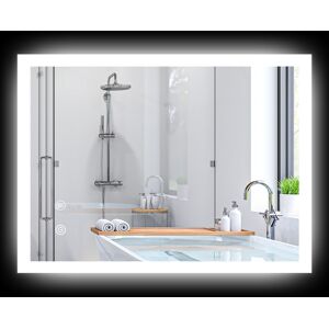 kleankin Miroir mural lumineux LED pour salle de bain 80 x 60 cm 3 couleurs luminosité réglable interrupteur tactile transparent