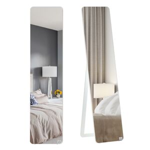 HOMCOM Miroir sur Pied et Mural rectangulaire dim. 37L x 43l x 156H cm Bois Aspect Blanc