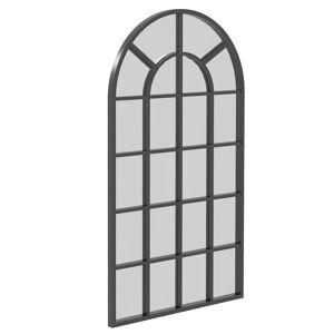 HOMCOM Miroir verrière arche style industriel fenêtre arcade métal 110 x 62 cm noir