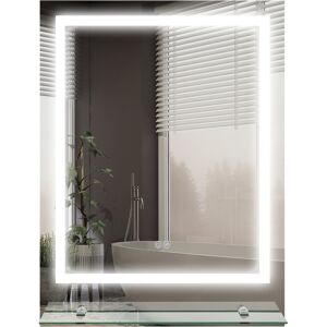 kleankin Miroir rectangulaire mural lumineux LED de salle de bain 80 x 60 cm