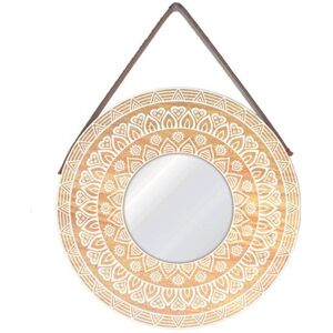 [P8854] - Miroir mural  Boho  beige blanc (mandala) - 39 cm