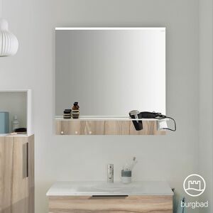 Burgbad Eqio Miroir avec éclairage LED horizontal en applique et tablette, SEZQ080F3437,