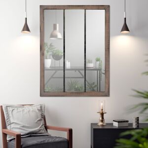 Drawer Miroir verrière en métal et bois 113x85cm bois foncé