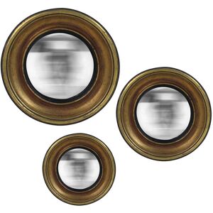 EMDE Lot de 3 miroirs ronds convexes dorés 16,19,23cm