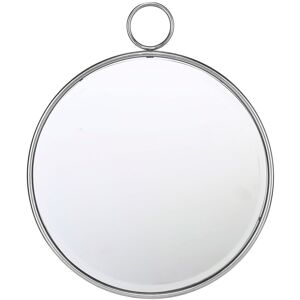 EMDE Miroir rond métal argenté avec anneau 62x74cm - Publicité