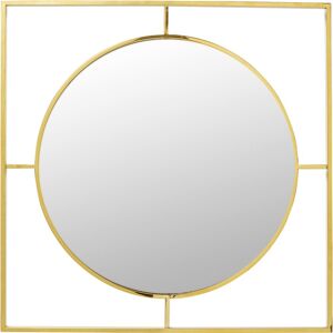 Kare Design Miroir rond cadre carré en acier doré 90x90