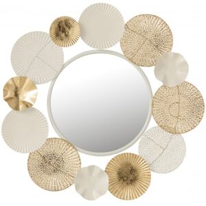 LANADECO Miroir rond cercles métal blanc et or D69cm