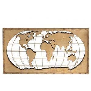 LANADECO Carte du monde en miroir sur plaque métal 150 cm