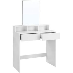 Calicosy Coiffeuse blanche avec 1 miroir et 2 tiroirs - L80 x H140 cm Blanc 80x140x40cm