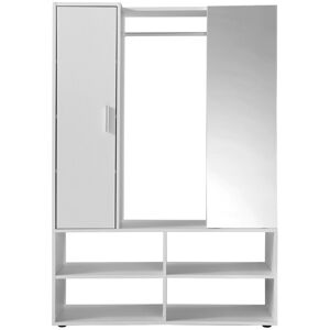 Calicosy Penderie d'entrée 1 porte 1 miroir- L105 cm Blanc 105x151x39cm