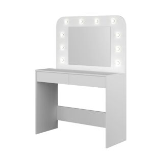 Terre de Nuit Coiffeuse avec miroir et LED en bois blanc