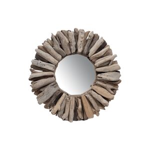 AMADEUS Miroir rond en flotté grand modèle - Marron Rond Bois Amadeus