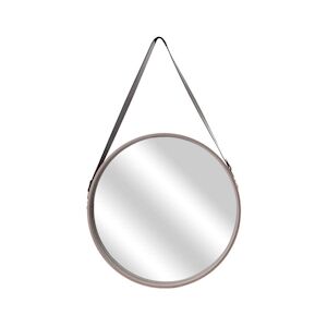 THE HOME DECO FACTORY miroir rond avec anse en PU Barber 50 cm