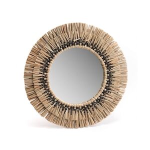 AMADEUS Miroir en paille Ethnique noir 36cm - Marron Rond Fibre Naturelle Amadeus 39x3 cm