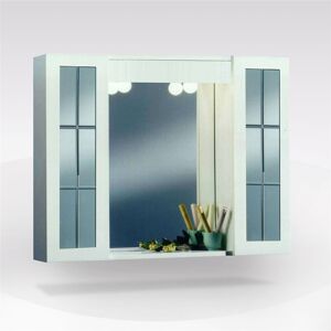 Venetacasa Miroir de salle de bain avec 2 portes et miroir 80x60H cm blanc poli