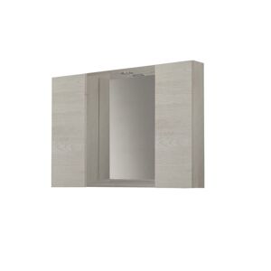 Venetacasa Miroir de salle de bain avec 2 portes et étagères 80x60H cm blanc orme