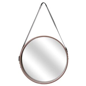 Blancheporte Miroir mural rond type barbier avec anse - Blancheporte Beige Miroir : diam 40 cm