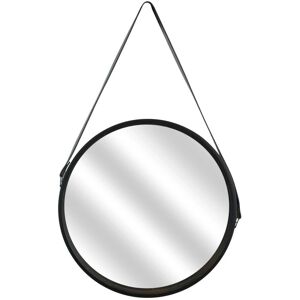 Miroir mural rond type barbier avec anse - Blancheporte Noir Miroir : diam 40 cm