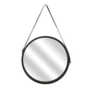 Blancheporte Miroir mural rond type barbier avec anse - Blancheporte Noir Miroir : diam 40 cm