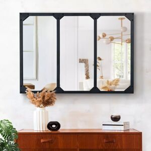 IDMarket Miroir façon verrière noir 80 x 60 cm