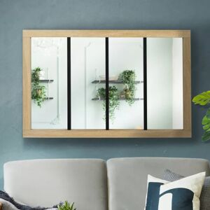 IDMarket Miroir verrière bois et métal design industriel 110x70 cm