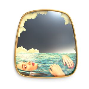 SELETTI miroir mural MIRRORS GOLD FRAME TOILETPAPER L 54 x H 59 cm (Sea girl - Verre, MDF et laiton)
