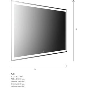 Emco Miroir lumineux LED Emco 108130008000400 1300 x 800 mm, avec découpe lumineuse sur tout le pourtour