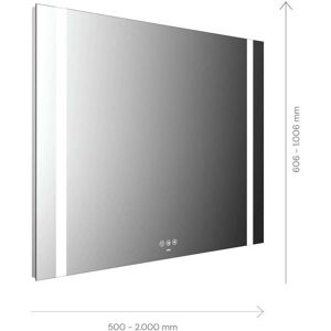 Emco Miroir lumineux Emco Mi 500+ LED 110090006060300 900 x 606 mm, avec 2 découpes de lumière continue à gauche et à droite