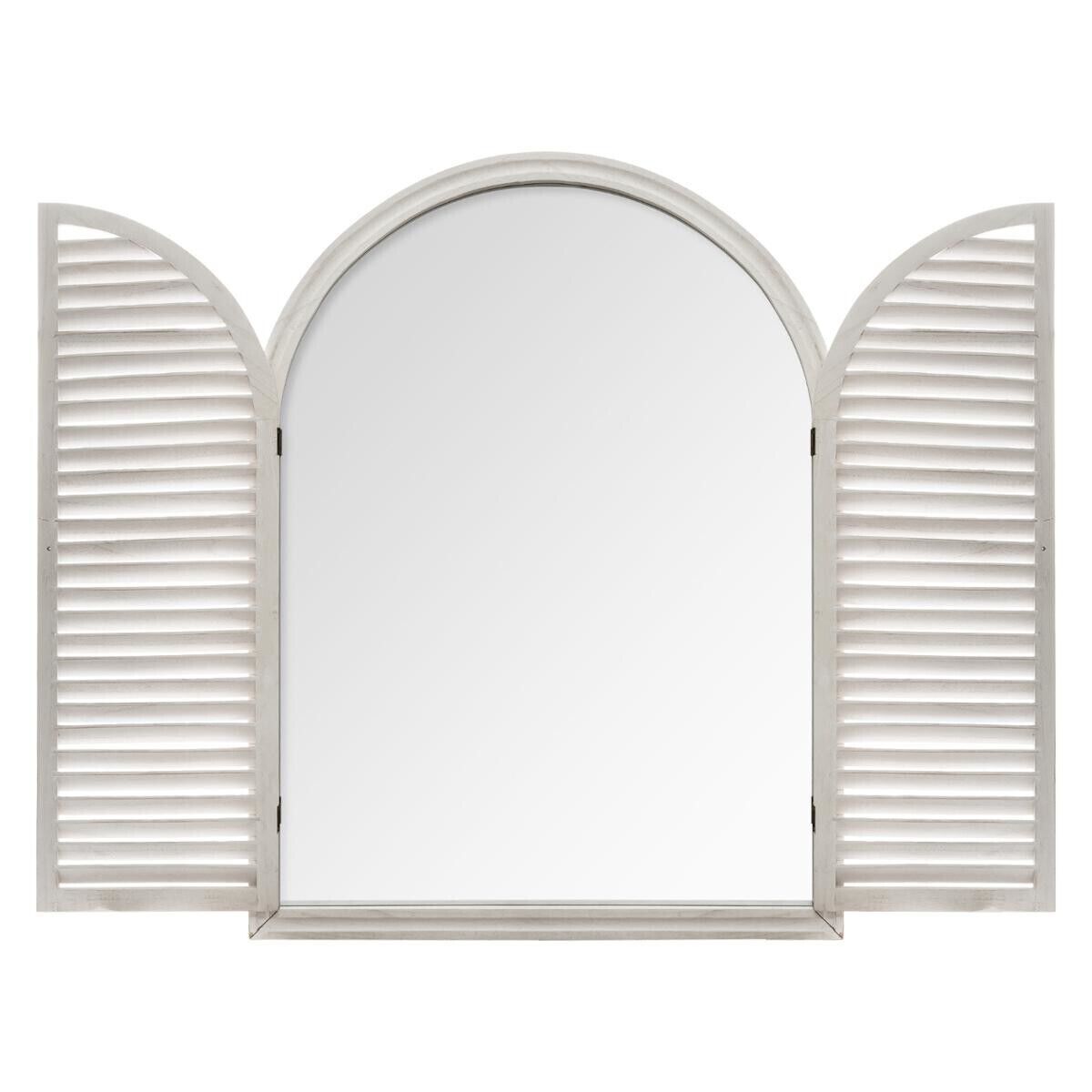 Atmosphera Miroir "Volets" blanc, bois 74x104 cm