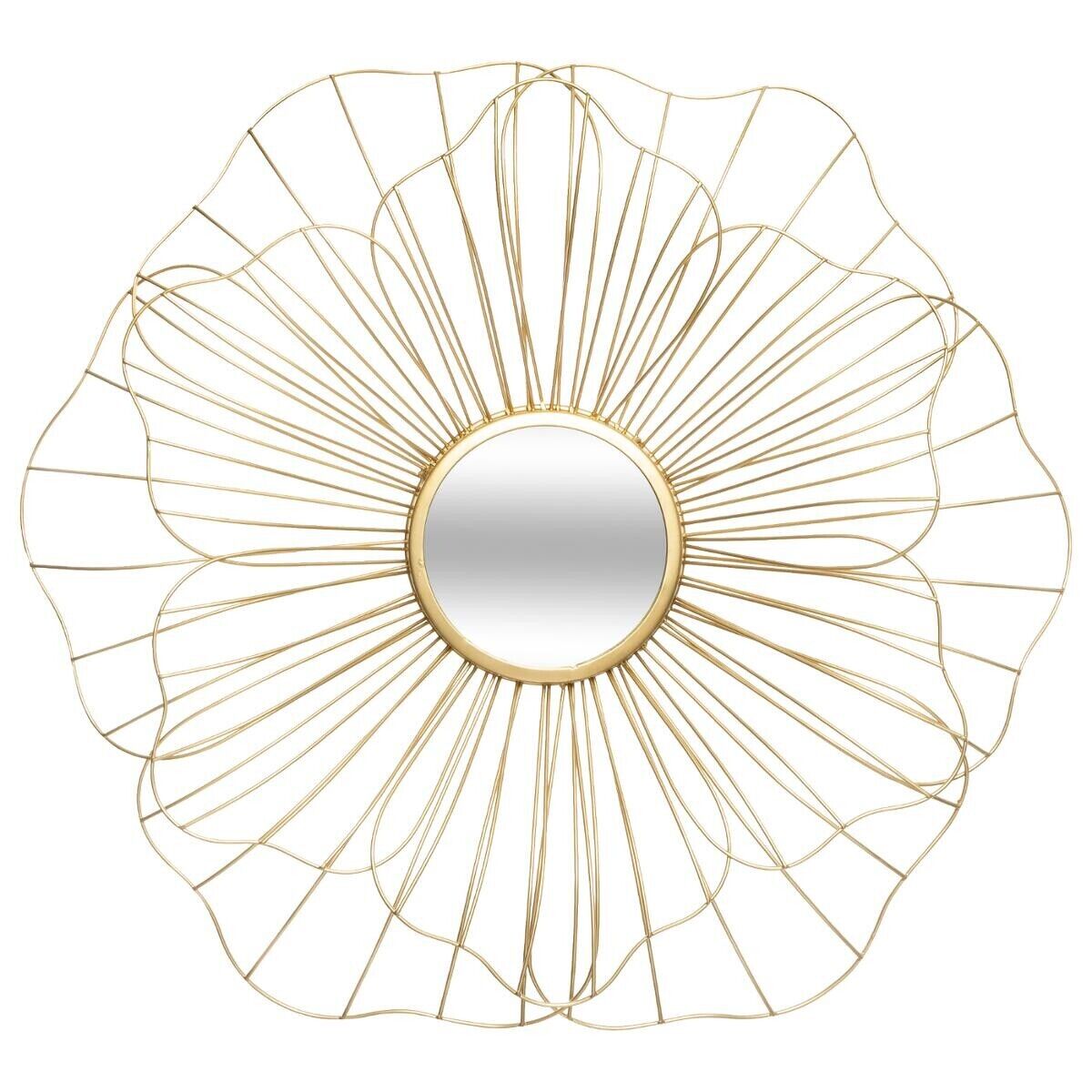 Atmosphera Miroir "Fleur", métal doré D56 cm