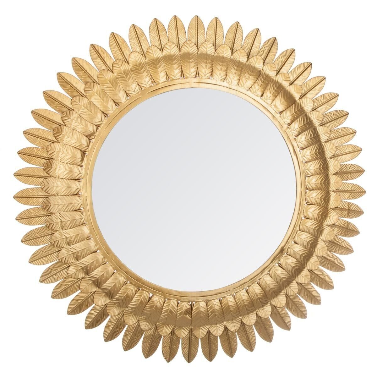 Atmosphera Miroir "Feuilles d'or", métal D70 cm