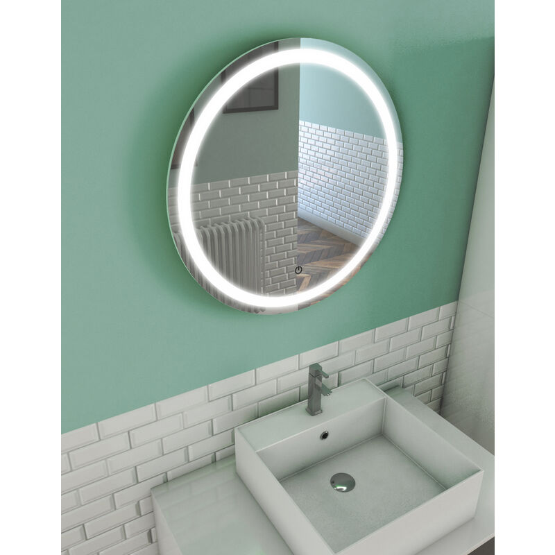 Aurlane - Miroir salle de bain LED auto-éclairant CIRCLE LIGHT diamètre