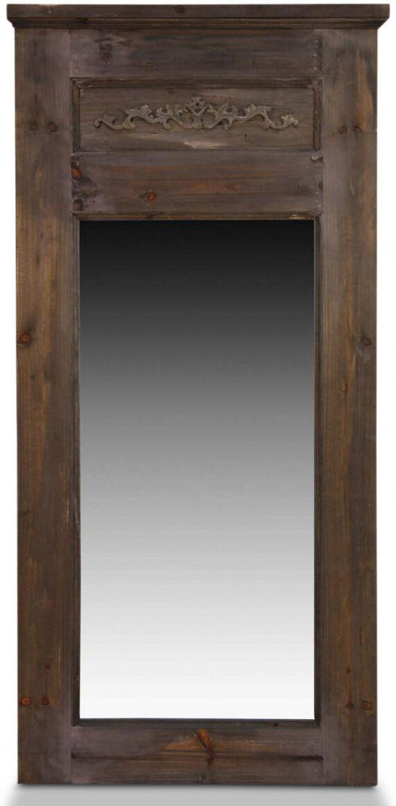 Décoration d'Autrefois Grand Miroir Ancien Rectangulaire Vertical Bois 58x4x118cm - Marron