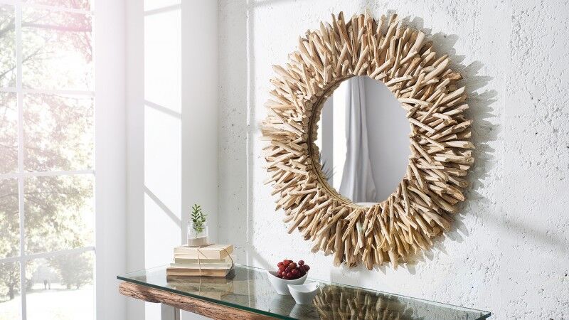 gdegdesign Miroir design rond cadre bois flotté - Roy