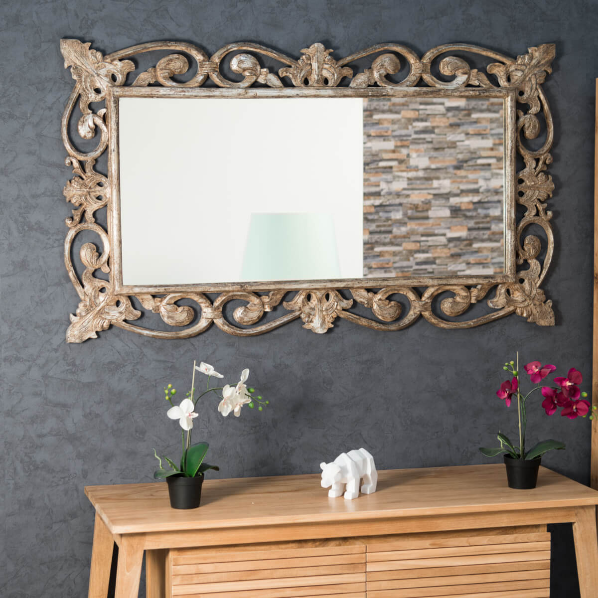 Wanda Collection Miroir Cordoue en bois patiné bronze 140x80