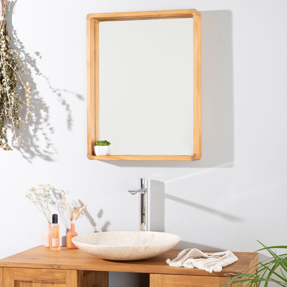 Wanda Collection Miroir salle de bain en teck Samba 50 X 65 cm