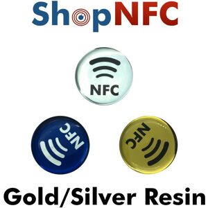 Etichette NFC resinate oro/argento a specchio - Personalizzate