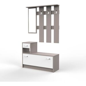 Toscohome Mobile ingresso con specchio e appendiabiti 100x175h cm colore light mocha - Rudolf