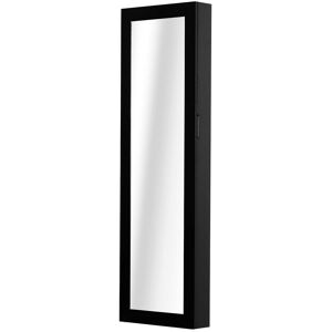 Homcom Armadio Portagioielli da Parete con Specchio in Legno MDF, Nero,37x9.5x121cm