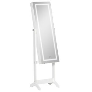 Homcom Specchio Portagioie Autoportante con Luce LED, Inclinazione Regolabile e Serratura, 46x36.5x151.5cm