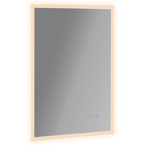 Kleankin Specchio Bagno con Luce LED 70x50 cm, Specchiera con Funzione Anti-Appannamento e Tasti Touch, Argento