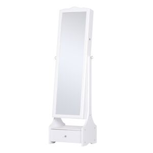 Homcom Armadio Portagioie Specchiera con Luci a LED Mobile portagioie Bianco 45x36x150cm
