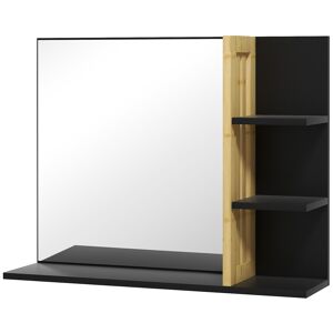 Homcom Specchiera Bagno Moderna da Parete a 4 Ripiani in Legno, 45x15x58.5cm, Nero