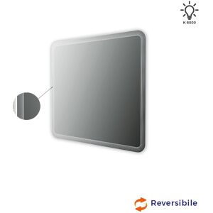 BH Specchio LED righe intarsiate retroilluminato 90X100 reversibile