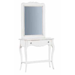 Milani Home tavolino con specchio per ingresso di design moderno industrial cm 75 x 105 Bianco x x cm